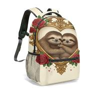 Cute Pink Sloth Rucksack, Cherry Blossom 42cm Backpack, Pastel Butterfly Rainbow School Bag with 360 Full Print, Dreamy Spring Illustration. (02)