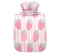 Cute Pink Strawberries hot-Water Bottle with Soft Cover, 2L hot Water Bags for Tummy Warmer,Tummy Warmer,Bolsa para agua Caliente
