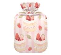 Cute Pink Strawberry Cake hot-Water Bottle with Soft Cover, 1L Water Bag for Hand Feet Warmer,Hand Feet Warmer,Bolsa Caliente para Dolores Menstrual