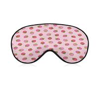 Cute Pink Strawberry Sleeping Blindfold Mask Cute Eye Shade Cover with Adjustable Strap for Women Men Night