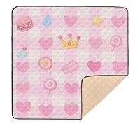 Cute Pink Sweet Character Lines Large Non-Slip Baby Floor Play mat for Floor Comfortable Foldable Baby Tummy time Play mat for Babies Infants Toddlers, 50'' x 50''para juegos de