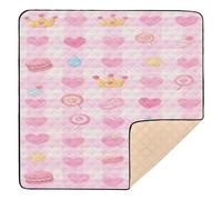 Cute Pink Sweet Character Lines Large Sturdy Baby Gym & Activity Mat for Indoor Outdoor Waterproof Foldable Infant Play Mat for Baby Kids Toddlers Infants, 50'' x 50''