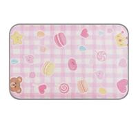 Cute Pink Sweet Character Lines Summer mat for outdoor cats Self Cooling 38" x 23" outdoor cooling pad for kitten indoors foldable esterilla refrescante para perros M