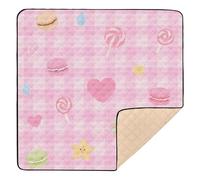 Cute Pink Sweet Checker Heart Soft Padded Baby Play Mat for Floor Lightweight Activity Entertainment Mat for Babies Infants Toddlers, 50'' x 50''