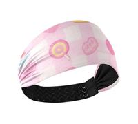 Cute Pink Sweet Checkered Lines no slip headbands for women's hair Elastic hair bands for Cycling Athletic Sports basketball Athletic Sports accesorios para cabello de mujer