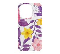 Cute Pink Wildflowers Daisy Hibiscus Leaves Floral Pattern Case for iPhone 14 Pro