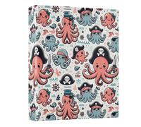 Cute Pirate Octopus 3 Ring Binder 1.5 Inch Round Ring Binder View Binder Holds 200 Documents for Home School Office Use