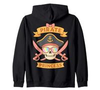 Cute Pirate Princess Pink Skull Crossbones Pirate Crew Girls Zip Hoodie