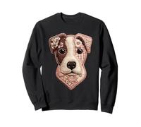 Cute Pit Bull Patchwork Floral Dog Boho Folk Art Graphic Sweatshirt
