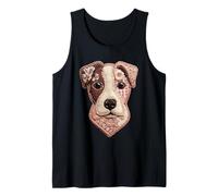 Cute Pit Bull Patchwork Floral Dog Boho Folk Art Graphic Tank Top