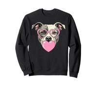 Cute Pitbull Blowing Pink Valentine Heart Bubble Gum Sweatshirt