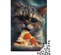 Cute Pizza Kitty Cat 1000 Piece Puzzle for Cozy Nights, 52x38cm/1000pcs