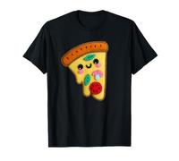 Cute Pizza Slice with Smiling Face Kawaii Food T-Shirt