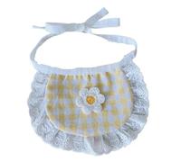 Cute Plaid Flower Pet Scarf for Small Dogs, Chihuahua Clothes Accessory(Yellow)