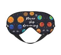 Cute Planet Light Blocking Sleep Mask Adjustable Comfortable Soft Eye Cover Reversible Night Rest