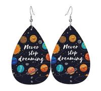 Cute Planet Print Leather Dangle Earrings - Lightweight Teardrop Costume Earrings for Parties, Valentine's Day