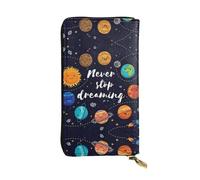 Cute Planet Print Leather Long Clutch Wallet – Fashionable Personalized Wallet, Multiple Card Slots, Gift Ready, Black, One Size