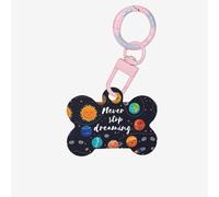 Cute Planet Printing Acrylic Dog Bone Ornament,Dog Tags Personalized Pet Ornament, Key Chain Bone Shaped Id Tags
