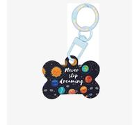 Cute Planet Printing Acrylic Dog Bone Ornament,Dog Tags Personalized Pet Ornament, Key Chain Bone Shaped Id Tags