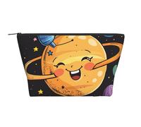 Cute Planet Prints Trapezoid Makeup Bag Travel Cosmetic Organizer with Foam Padding for Gym, Office, and Weekend Trips