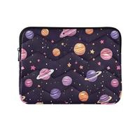Cute Planet Purple Quilted Laptop Sleeve Bag, Protective Laptop Case with Plush Filling, Slim Computer Bag for Work Travel, Large