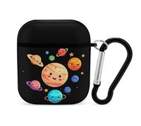 Cute Planets, Solar System, Space Cosmos Galaxy Earphone Case PC Bluetooth Headphone Case Compatible with Airpods 1/Airpods 2 Black-style
