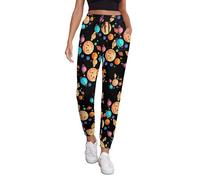Cute Planets, Solar System, Space Cosmos Galaxy Women's Joggers Comfy Sweatpants Lightweight Yoga Athletic Workout Track Pants M