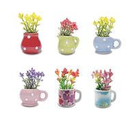 Cute Plant Fridge Magnets Funny Mini Plant Magnets for Fridge, Simulation Ceramic Flower Vase 3D Refrigerator Magnet Set 6 Pack,Decoration for Kitchen,House,Office,Whiteboard