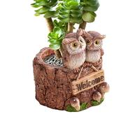Cute Planter Resin Funny Owl Container | Owl Flower Pots Funny Planter for Indoor Outdoor Home Decor Bedroom Living Room Entryway Office School Desk Table