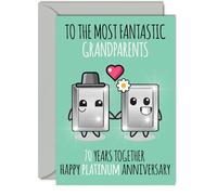 Cute Platinum Anniversary Card for Grandparents - 70 Years Together - Happy 70th Wedding Anniversary Cards for Nanny Grandad Grandma, A5 Greeting Cards Anniversaries