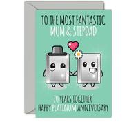 Cute Platinum Anniversary Card for Mum & Step Dad, 70 Years Together