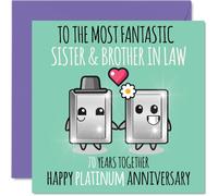 Cute Platinum Anniversary Card for Sister & Brother In Law