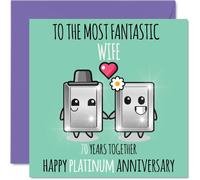 Cute Platinum Anniversary Card for Wife - 70 Years Together - Happy 70th Wedding Anniversary Cards for Wife from Husband, 145mm Greeting Cards Anniversaries