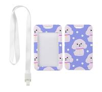Cute Playful Dogs Card Holder with White Lanyard, Lanyard Badge Holder, Vertical Cards Protector for Men, Vertical Name Badges Protector for Worker, Bus Driver Accessories Delivery Driver Accessories