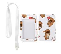 Cute Playful Dogs Card Holder with White Lanyard, Lanyard Card Holder, Vertical Cards Protector for Worker, Vertical Name Badges Protector for Doctor, Nurse Essentials Teacher Stuff