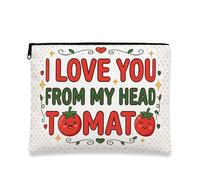 Cute Playful Makeup Bag, Tomatoes Design Cosmetic Pouch for Women, Portable Zipper Organizer for Travel, Valentine'S Day Gift, white, 7x9 Inch, Tomatoes