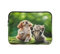 Cute Playful Puppy Kitten Sleeve for Laptop, Protective Padded Laptop Sleeve 15.6 Inch for Women
