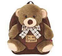 Cute Plush Animal Backpack for Kids 3 4 5 Years with Fluffy Stuffed Puppet - Toddler Children Soft Daypack for School - Baby Boy Girl Cuddly Animal Handbag for Infant - Perletti