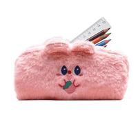 Cute Plush Bear Pencil Case, Cute Plush Pencil Case - Soft Toy Plush Case - Cute Bear Aesthetics Pencil Holder Large Plush Pencil Holder for University/Office, new pink, verwijzen naar de beschrijving