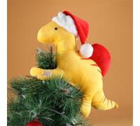 Cute Plush Dinosaur Christmas Tree Topper Stuffed Yellow Dino Christmas Tree Hugger Christmas Decorations Indoor (Yellow, 32cm)