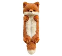 Cute Plush Fox Pencil Case with Zipper Fluffy Animal Stationery Pouch Adorable Cartoon Animal Plush Pencil Pouch for Students School Supplies (Brown)