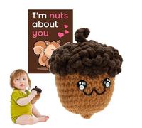 Cute, Plush Knitted Acorn Crochet Doll, Cheer Toy Decor, Soft Handmade Knitted Doll with Warm Card for Thanksgiving Day Christmas