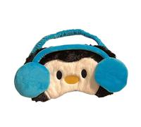 Cute Plush Sleep Eye Mask for Women Students, Adjustable Blackout Eye Cover with Elastic Band (Penguin)