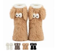 Cute Plush Slipper Socks,Fuzzy Slipper Socks for Women | Winter Home Socks,Cartoon Big Eye Monster Design Soft Plush Look for After Work and Indoor Daily Wear