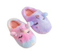 Cute Plush Unicorn Slippers for Women Cartoon Fluffy Fuzzy Rainbow Slippers Cozy House Slippers Indoor Outdoor (Rainbow Unicorn, Adult, Women, 8, Numeric Range, UK Footwear Size System, 8.5, Medium)