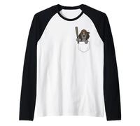 Cute Pocket Beagle Dog Baseball Funny Peek Raglan Baseball Tee