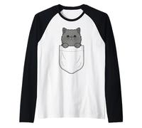 Cute Pocket Persian Cat Funny Peek Out Raglan Baseball Tee