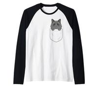 Cute Pocket Ragdoll Cat Funny Peek Out Raglan Baseball Tee
