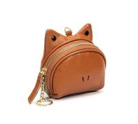 Cute Pocket-Sized Solid Color Mini Coin Purse for Women, Frog Shape Change Wallet, Key Lipstick Card Holder (Brown)