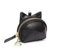 Cute Pocket-Sized Solid Color Mini Coin Purse for Women, Frog Shape Change Wallet, Key Lipstick Card Holder (Black)